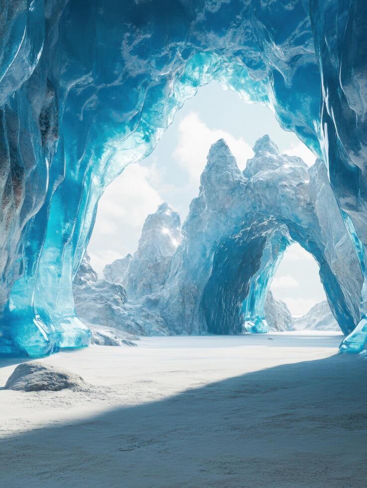 Enchanted Cathedral Blue Frozen in Glacier Depths photo