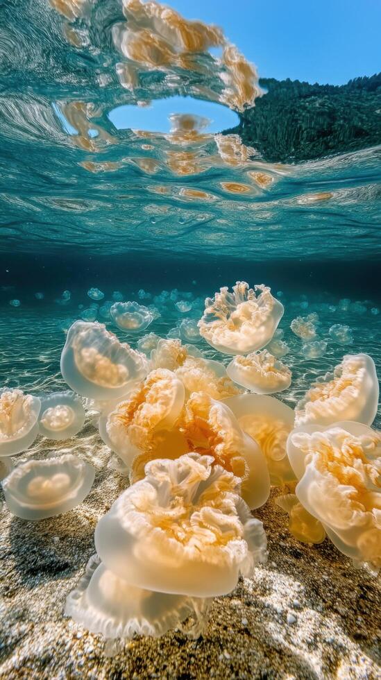 Elegant Drifters Bathed in the Blue Glow of Marine Waters photo