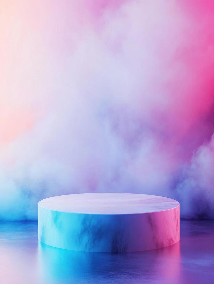 Enchanting Cloud Podium With Stunning Aurora Light Performance photo