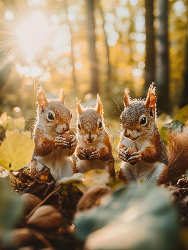 Forest Workers Collecting Food for Changing Seasons photo