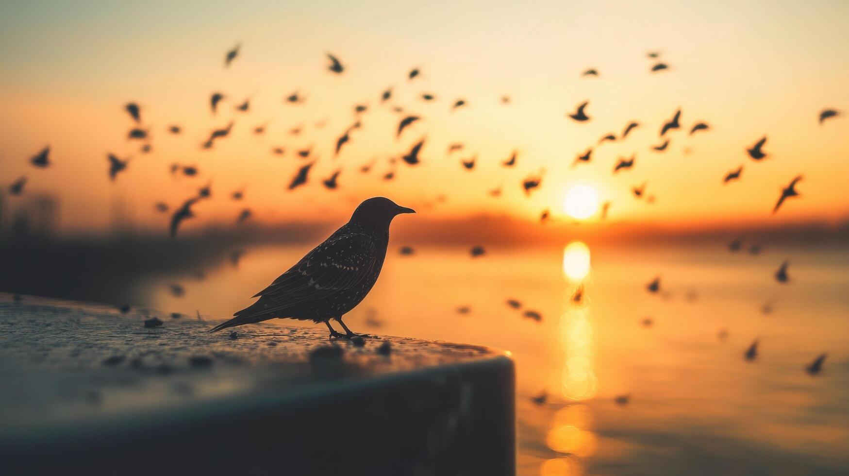 Graceful Flight Spectacle Above With Countless Birds In Motion photo