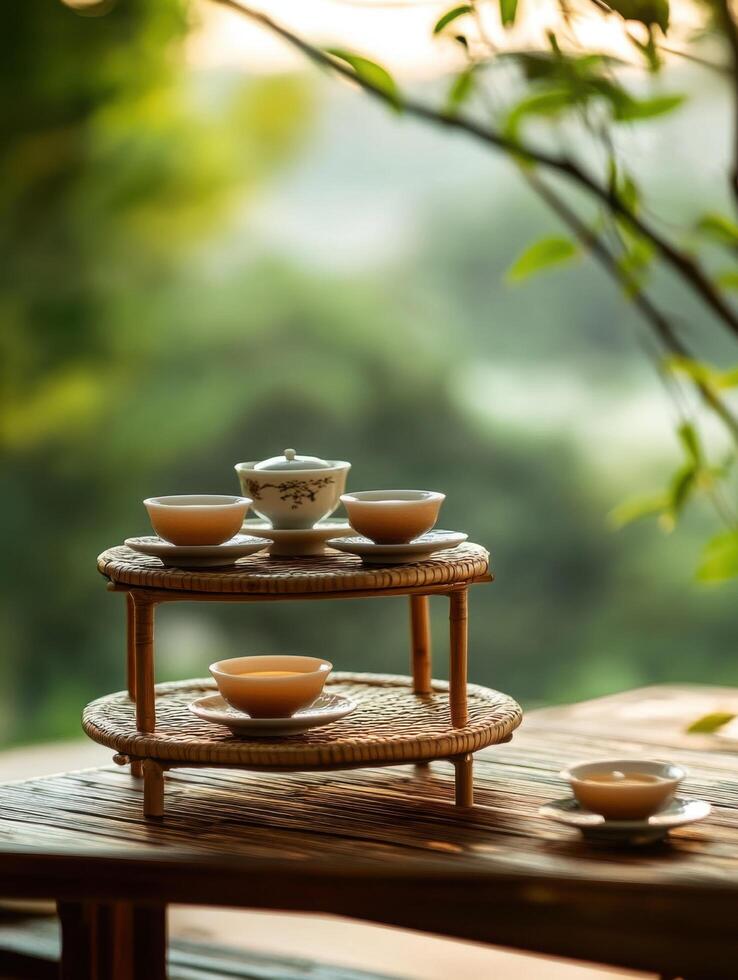 Heritage Bamboo Arrangement Highlighting True Tea Ceremony Aspects photo