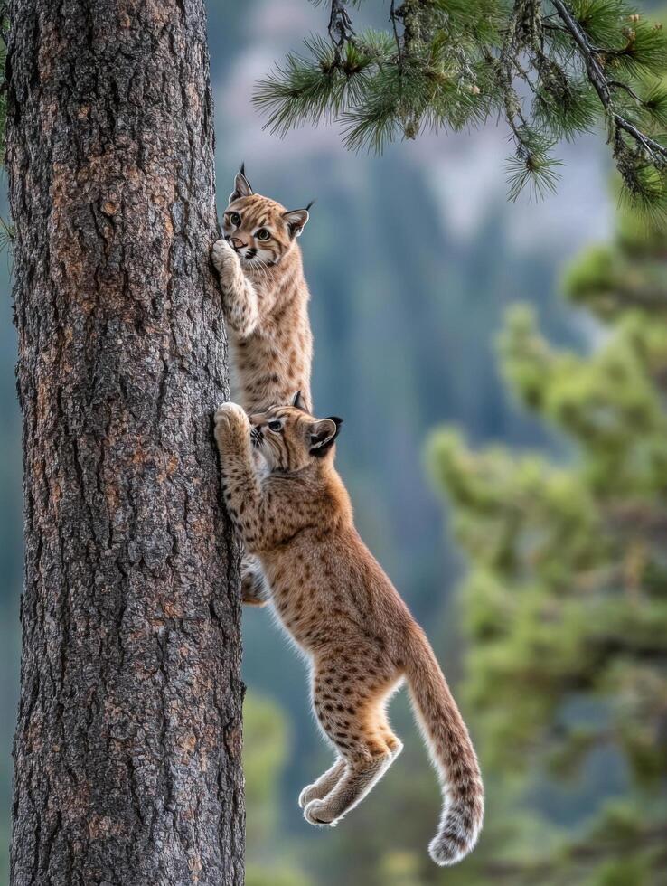 Juvenile Carnivores Gaining Expertise in Rocky Climbing Maneuvers photo