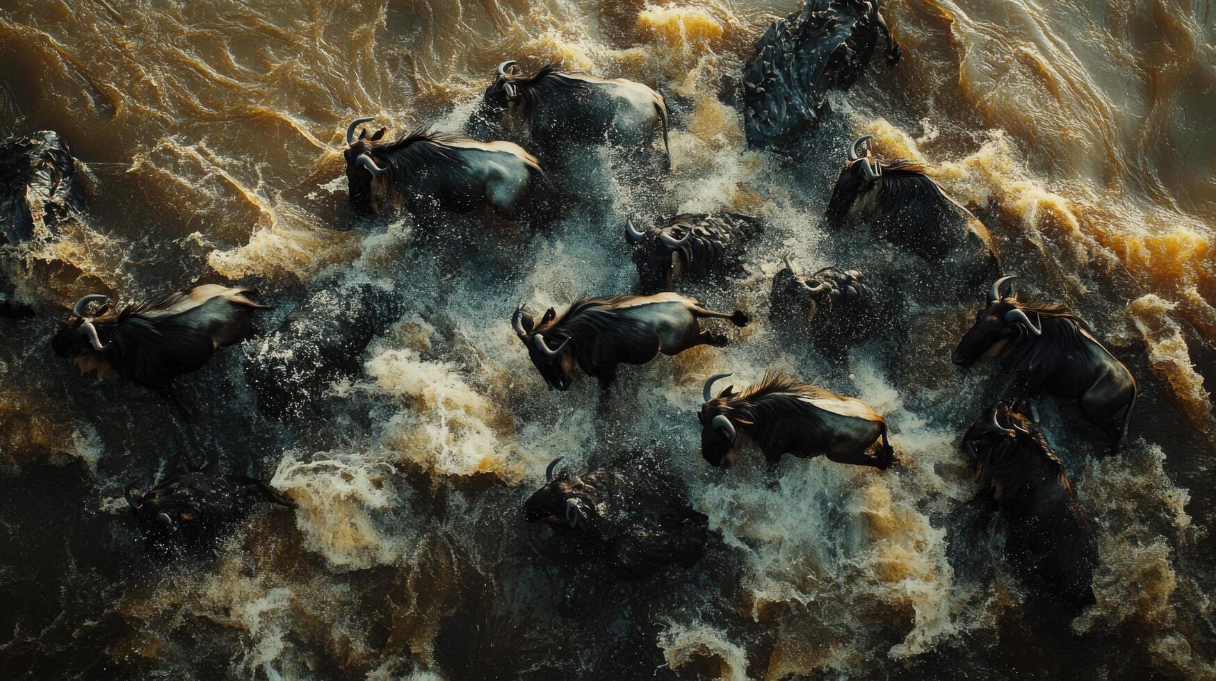 Legendary Fauna Crossing Perilous Waters On Long Trek photo
