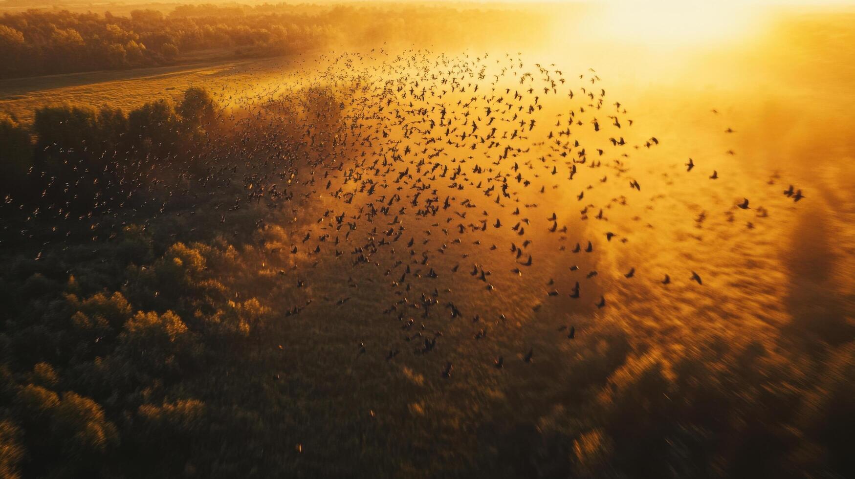 Migrating Birds Creating Endless Rivers in the Summer Air photo