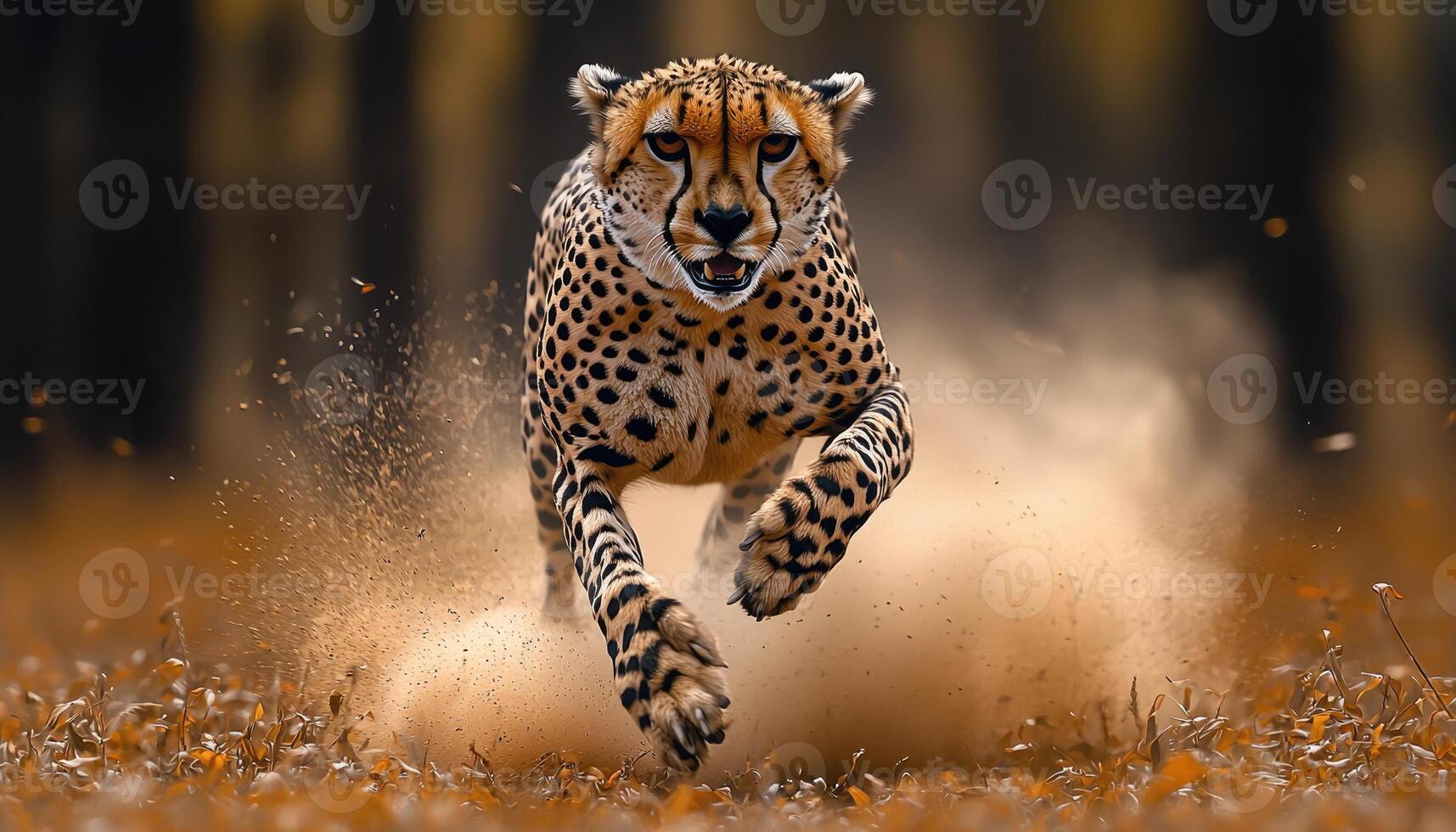 Cheetah Running Swiftly Across photo