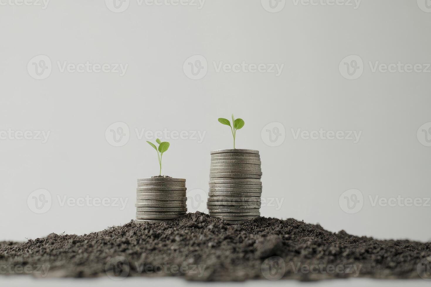 Growing Money Plants Soil Stacks Coins photo