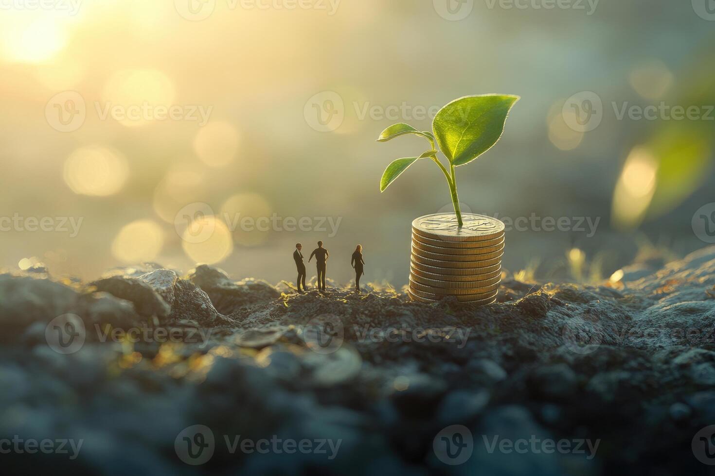 Business Growth Investment Sprout Plant Coins photo