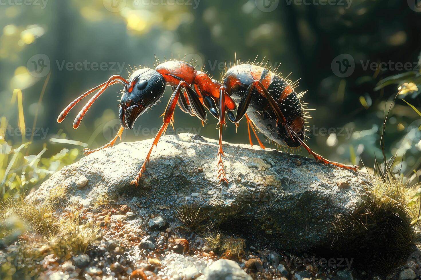A Detailed Closeup of a Red Ant on photo
