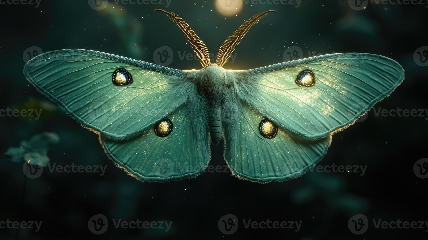 A Luna Moth with Glimmering Emerald Wings photo