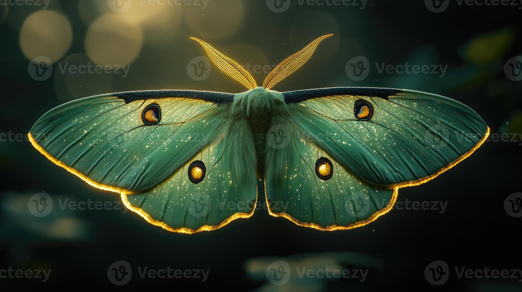 A Luna Moth Illuminated in Golden Light photo