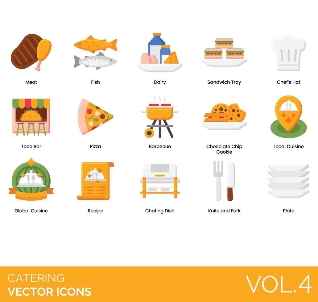 FFood Catering Business Icon Set Rich Vol4 vector