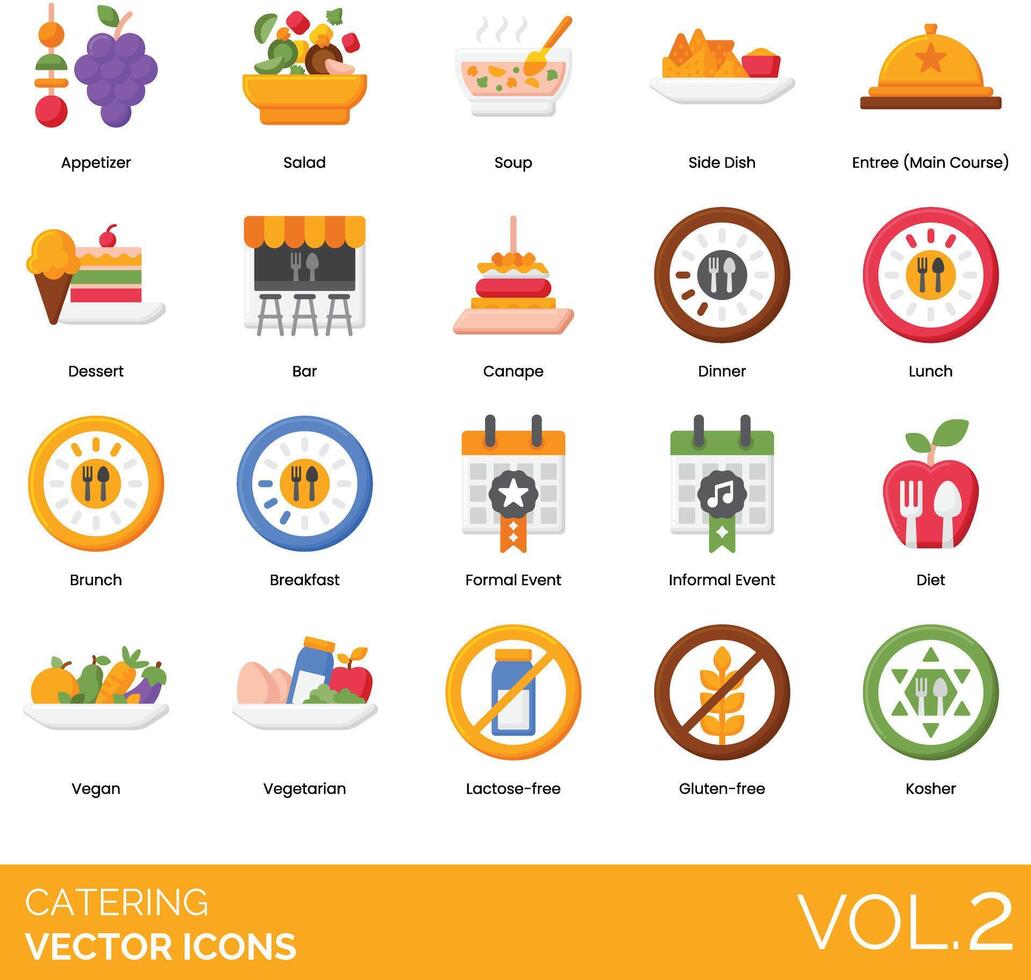 Food Catering Business Icon Set Rich Vol2 vector