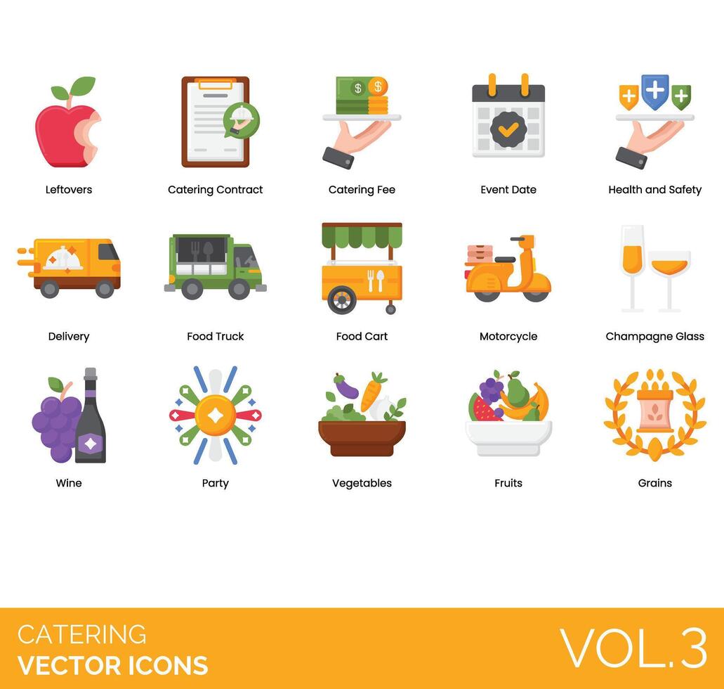 Food Catering Business Icon Set Rich Vol3 vector