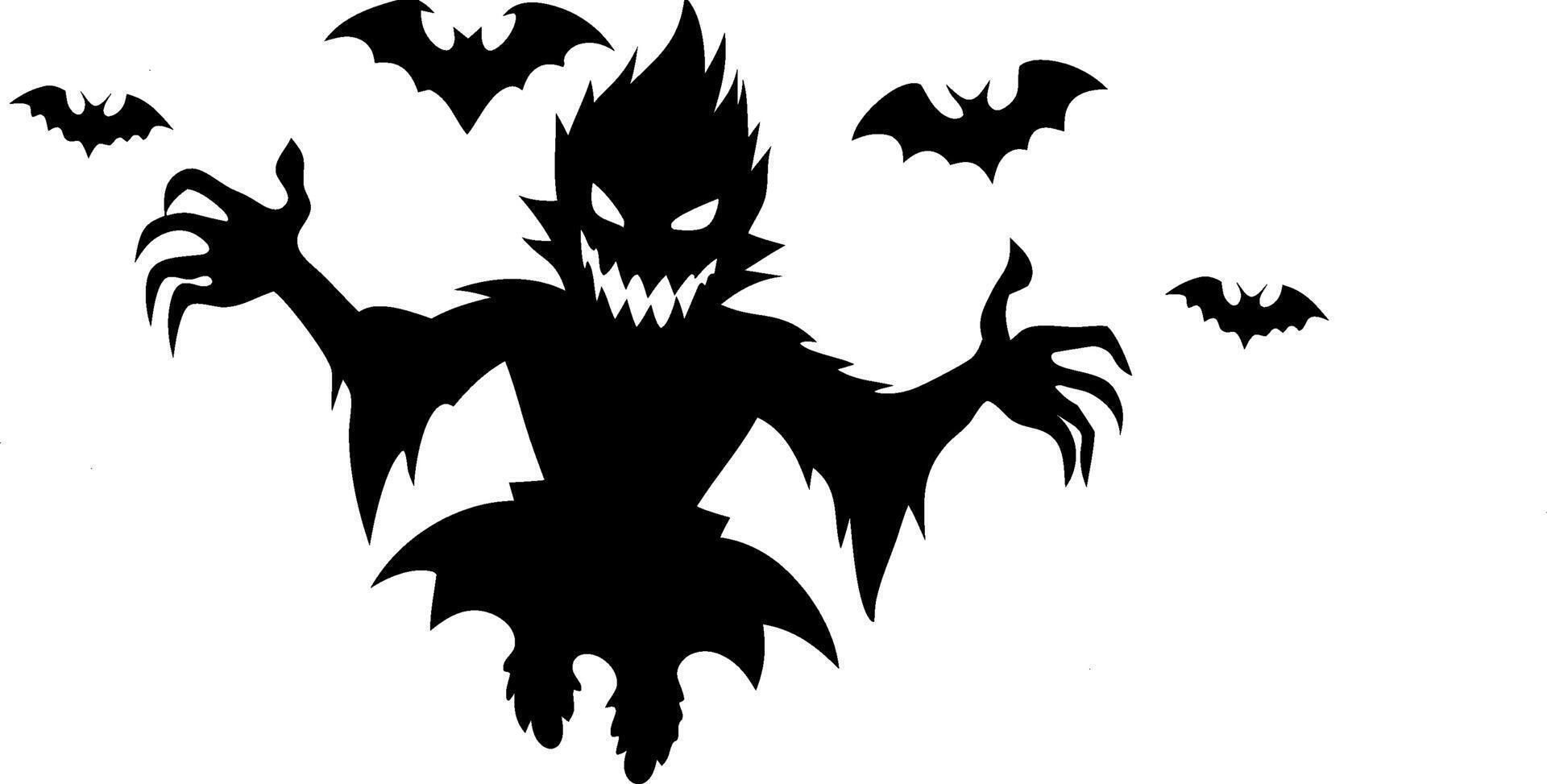 Halloween scary ghost with bats vector