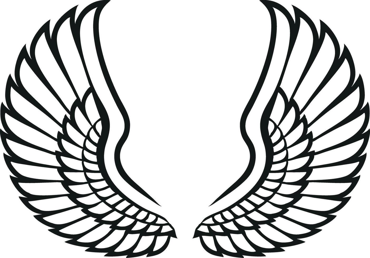 A black and white drawing of wings vector