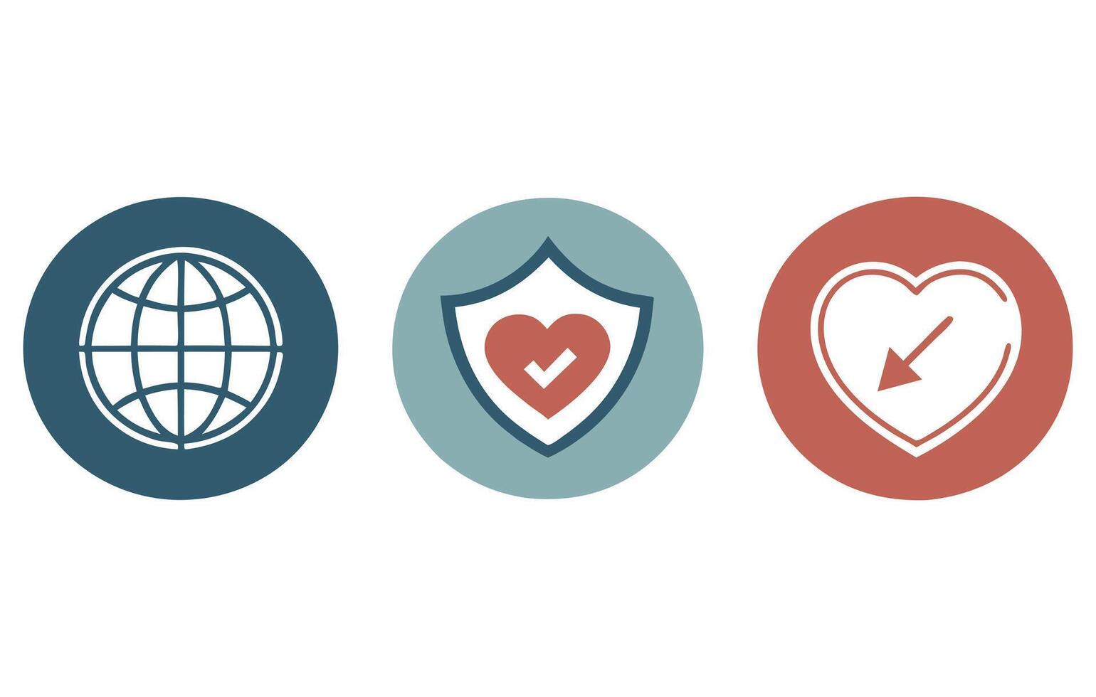 Global Security Heart Icons for Healthcare Business vector