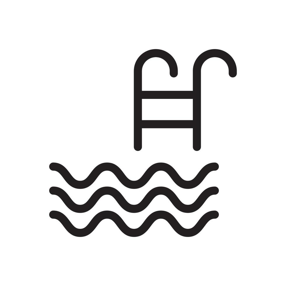 Outline style swimming pool icon water design vector