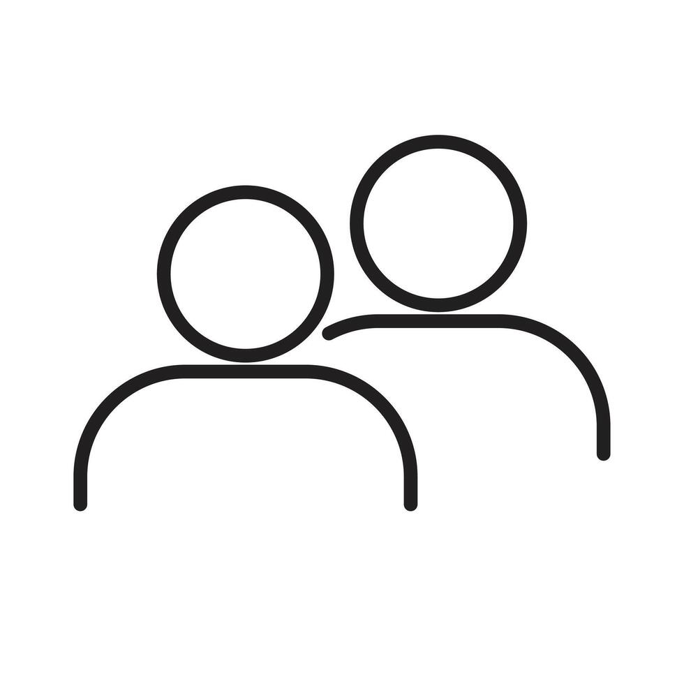 Two people icon line style minimalist shape vector