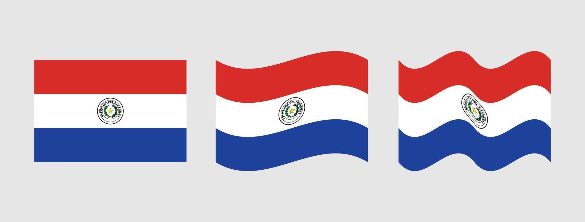 Paraguay Flag Set Waving Illustration vector