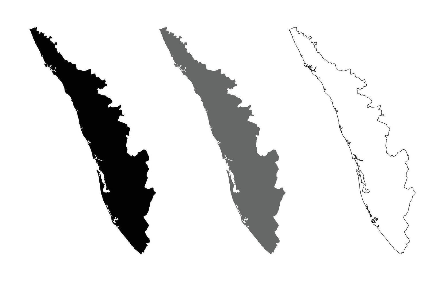 Set Kerala Map Illustration Isolated Set vector