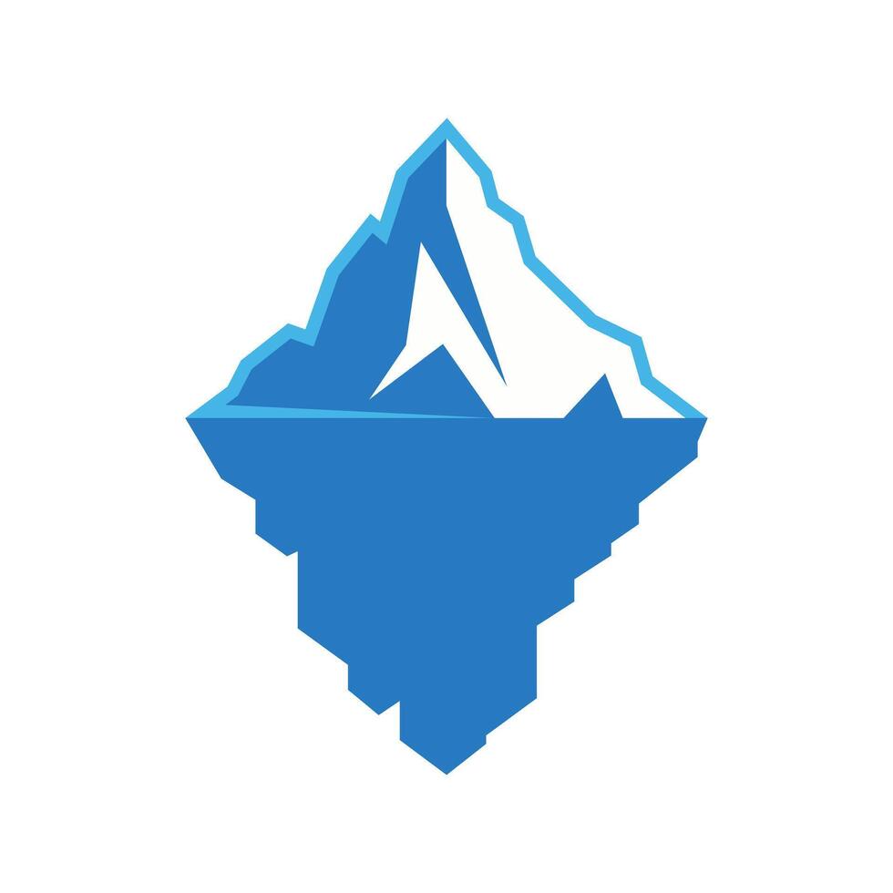 Flat iceberg icon in frozen ocean concept vector