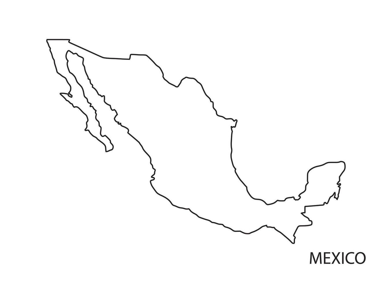Mexico Map Outline Simple Flat Style vector