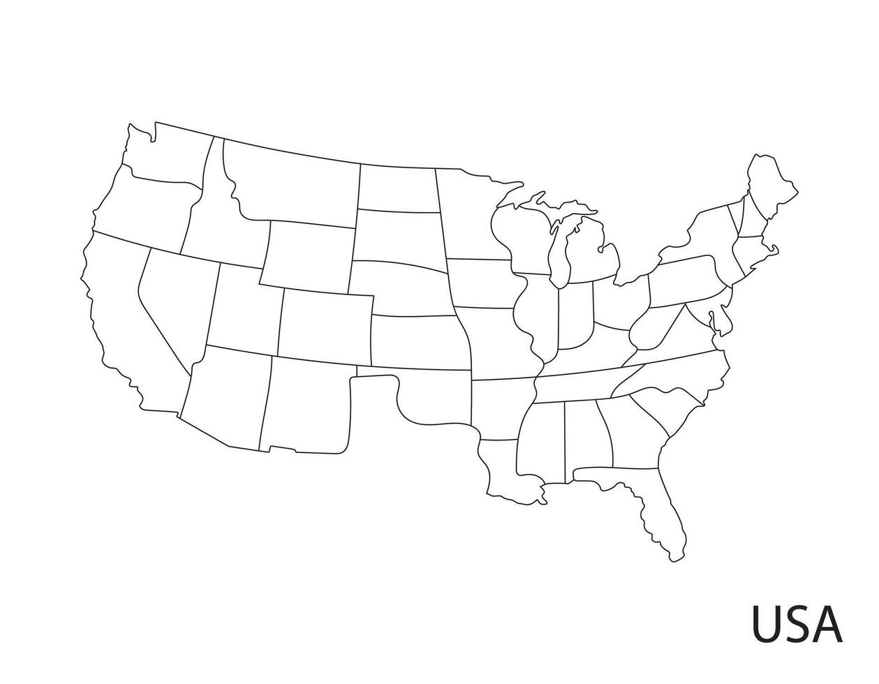 Simple USA map outline in clean style vector