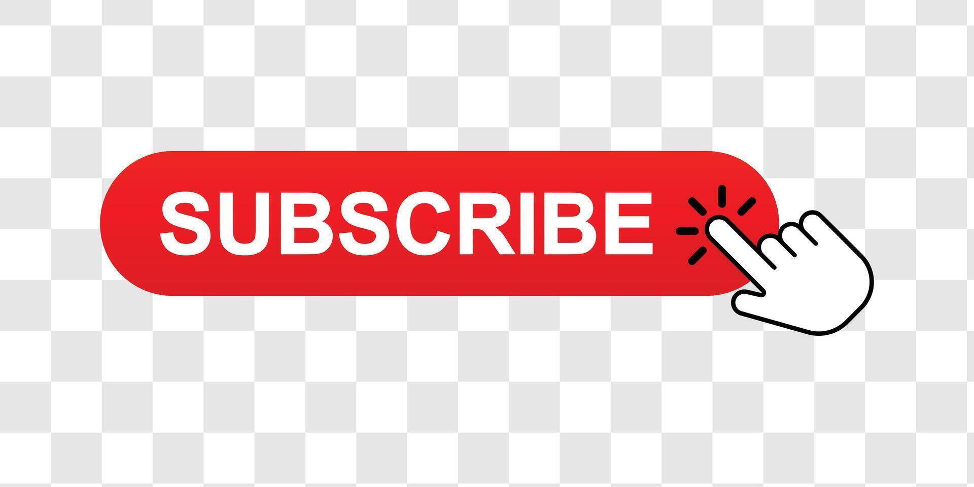 Cursor clicking red subscribe button flat icon vector