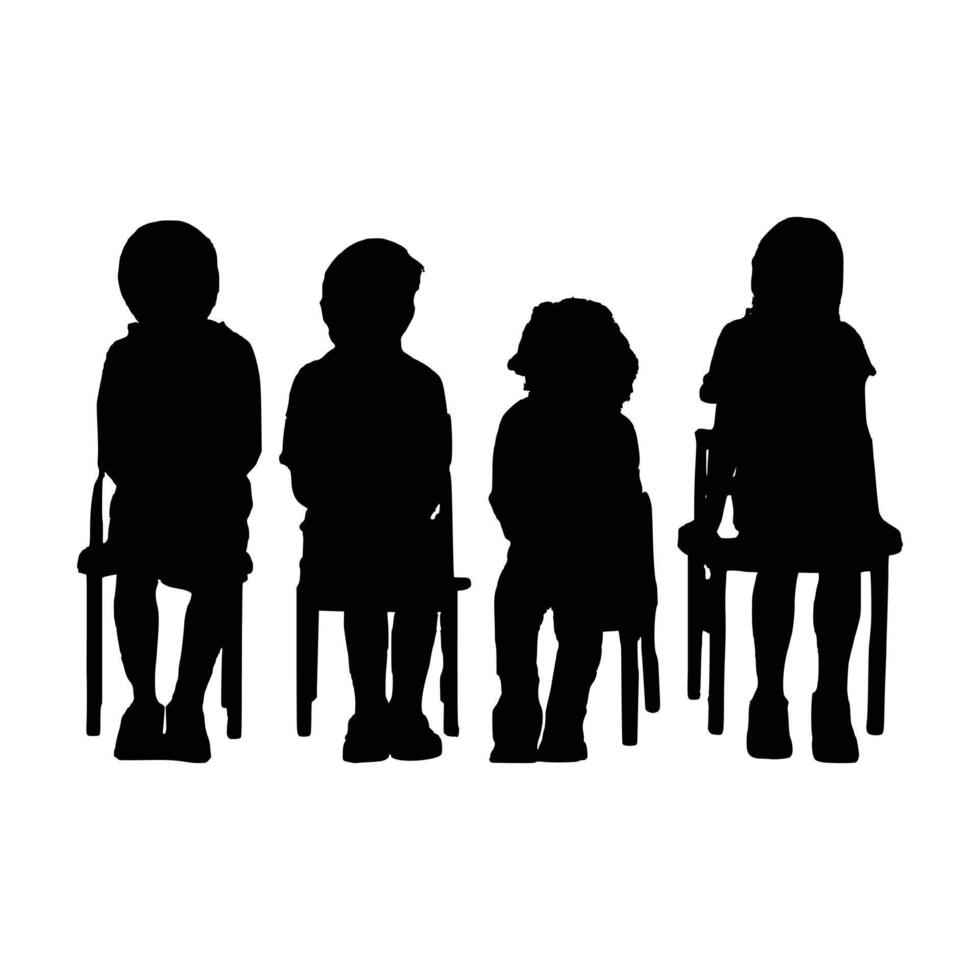 Kids sitting chair silhouette simple design vector