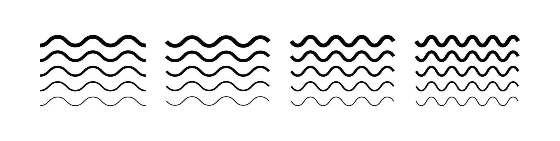 Line Waves Set Black Abstract Design vector