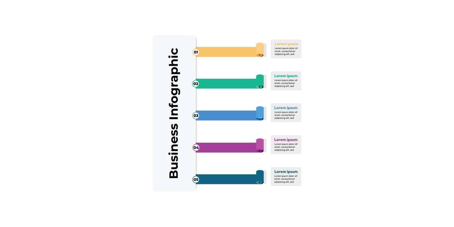 5-Step Modern Folded Paper Banner Infographic for Business Planning vector