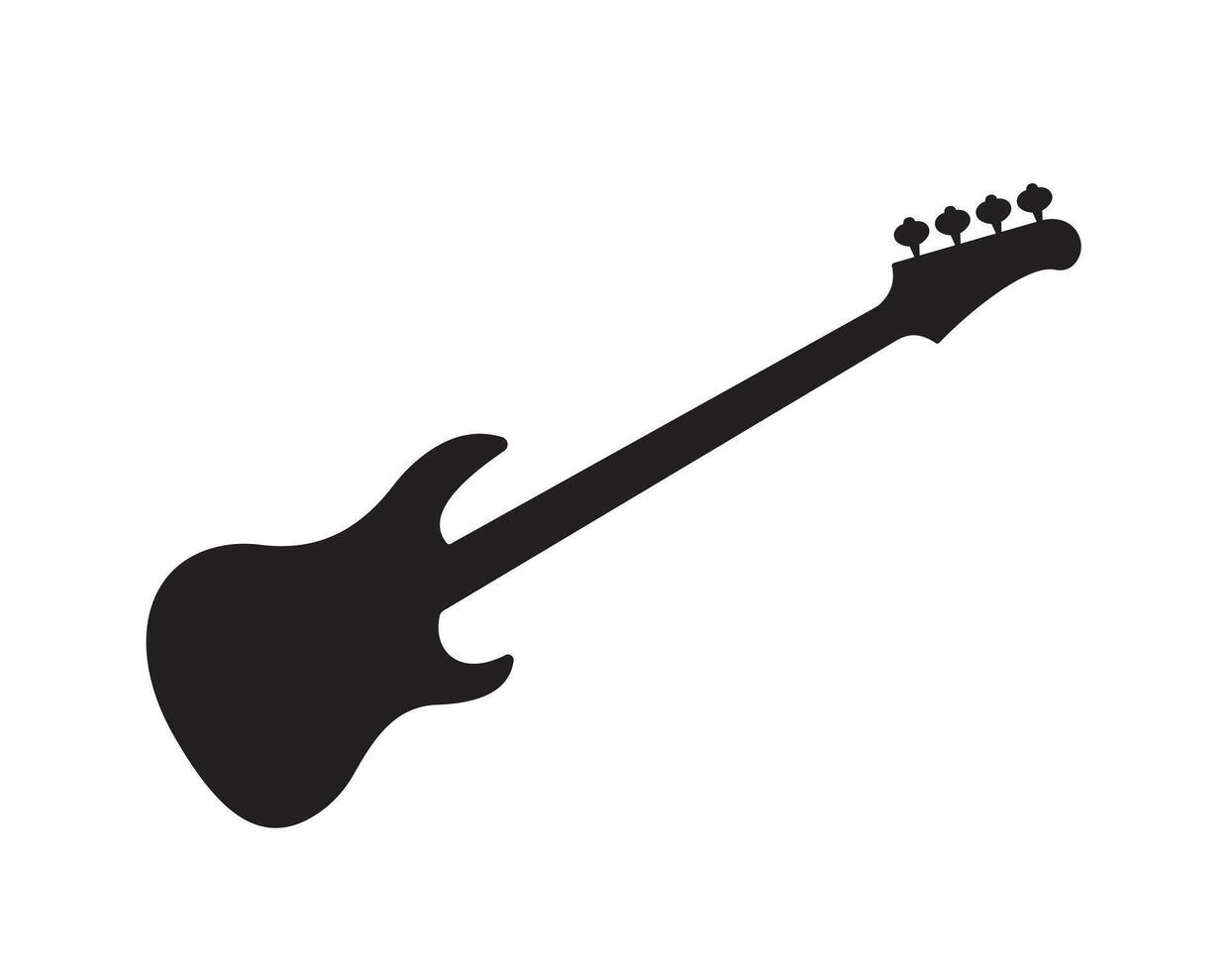 Silhouette icon of bass guitar with four strings vector