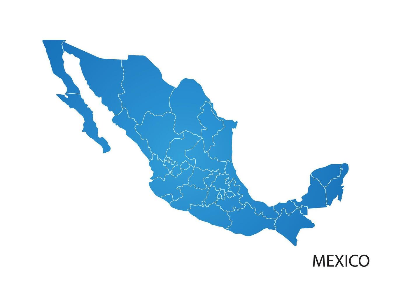 Mexico Map With Blue Gradient Design vector
