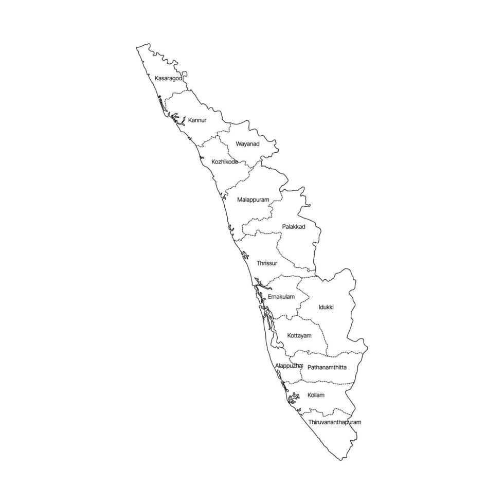 Kerala Outline Map White Background vector