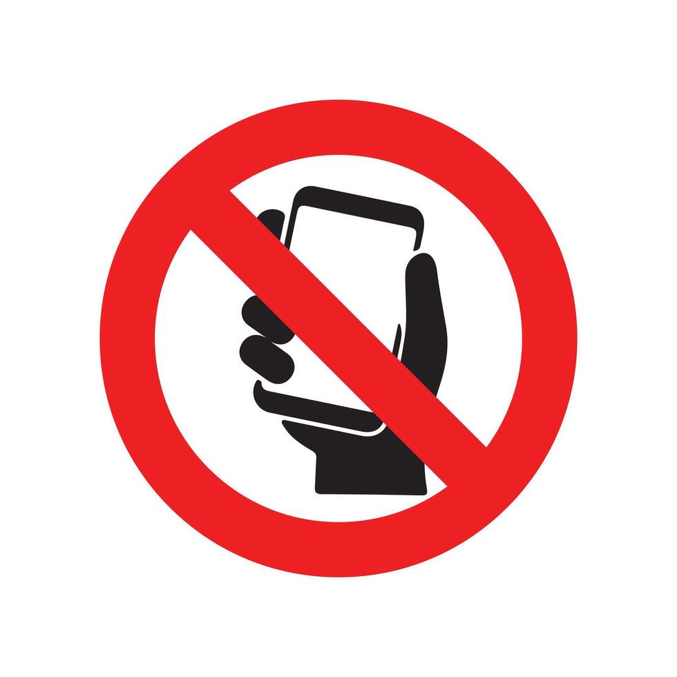Symbol for no mobile phone allowed area warning vector