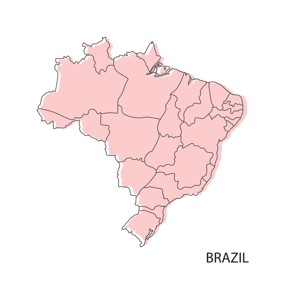 Flat pink color map showing Brazil country design vector