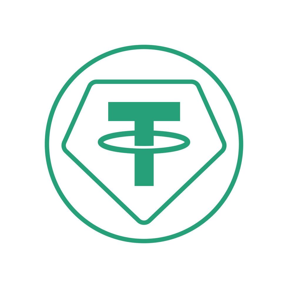 Tether Coin USDT Cryptocurrency Logo Line vector