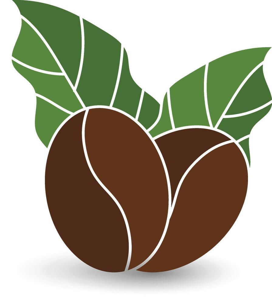 Modern flat design of organic coffee beans with leaf vector