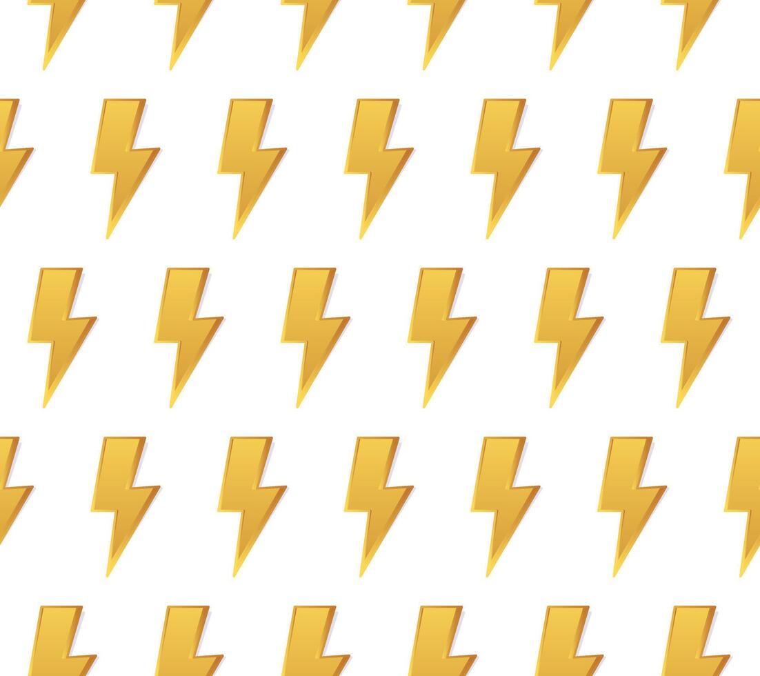 Gold lightning bolt seamless repeating electric style vector