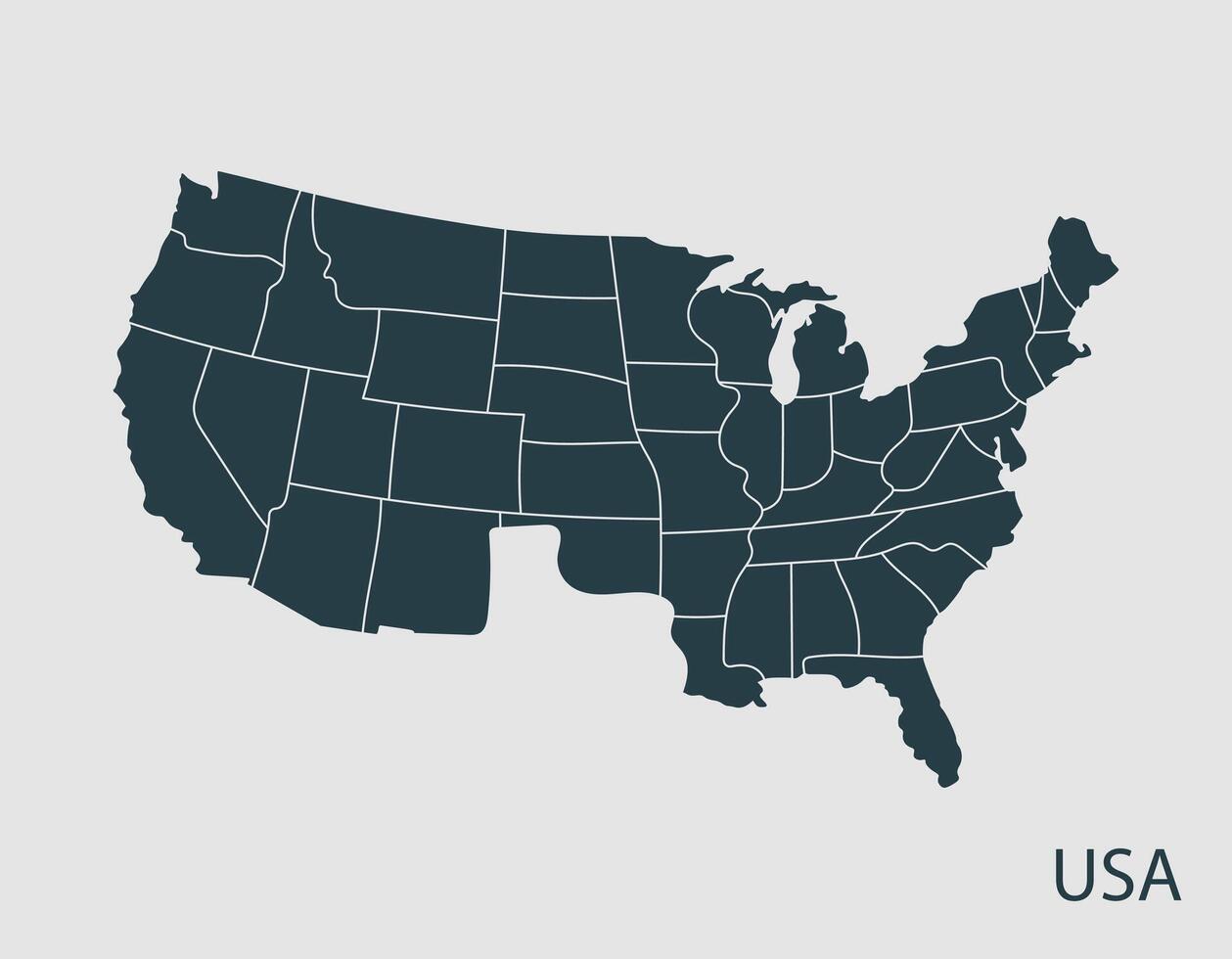 USA map silhouette using double green color scheme vector