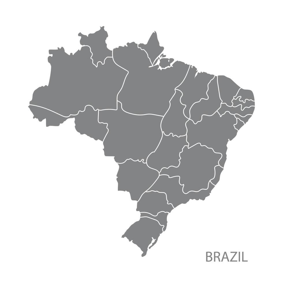 Flat grey color map showing Brazil country design vector