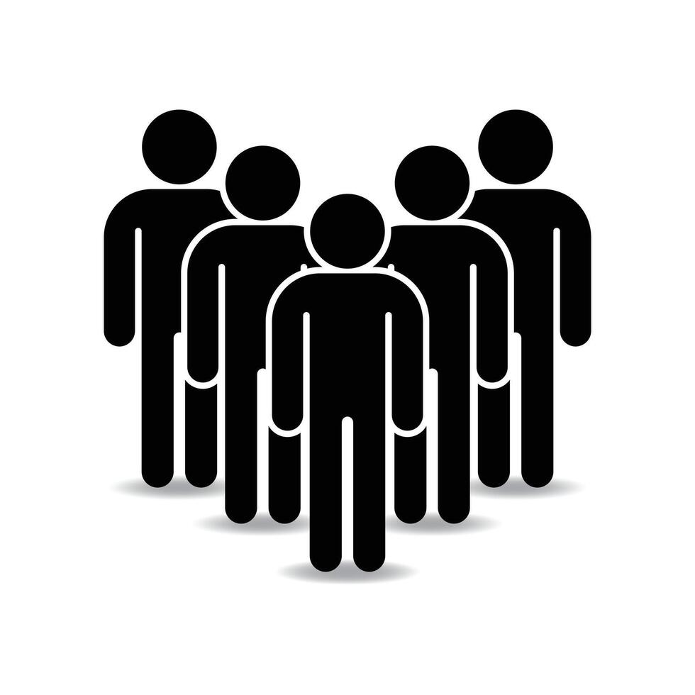 Icon of five people standing representing group unity vector