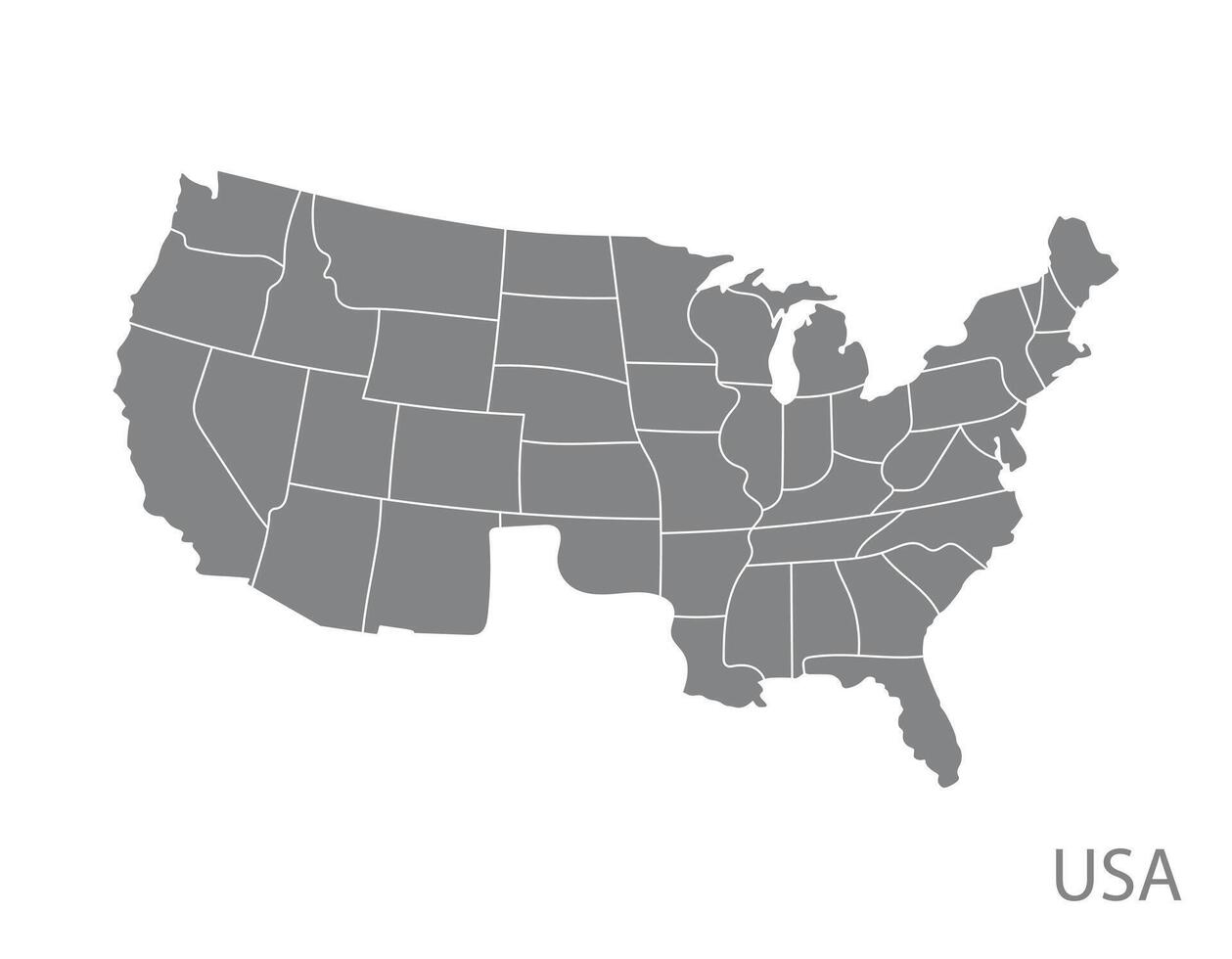 USA Map Silhouette Grey Flat Style vector