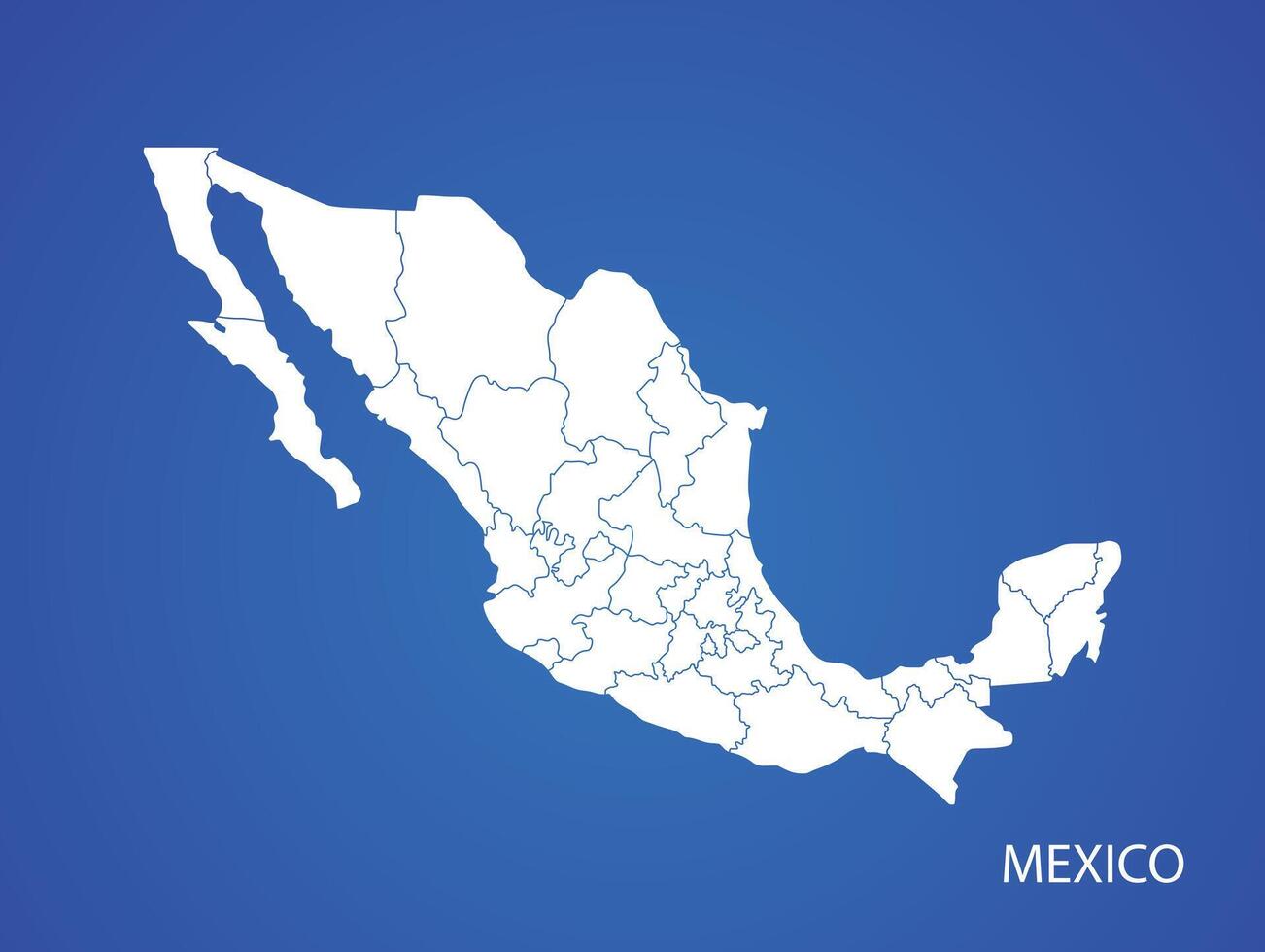 Mexico Line Map With Blue Background vector