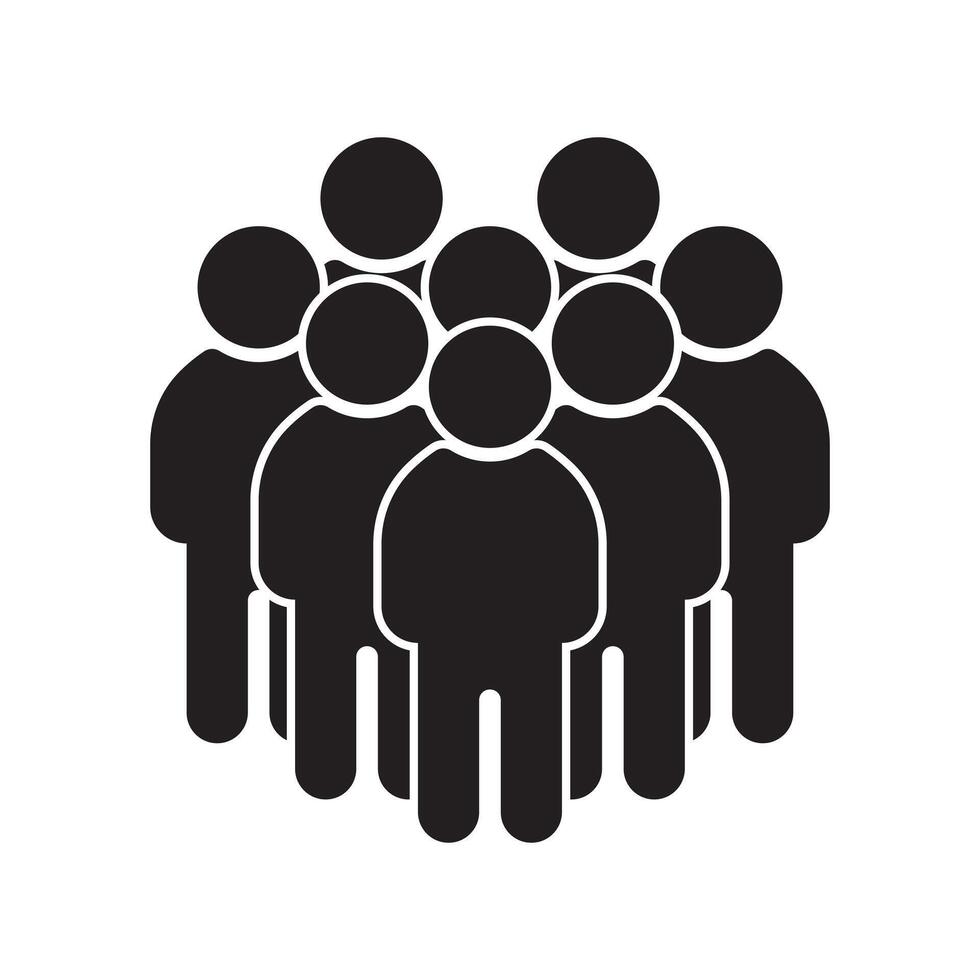 Black Group Standing People Icon vector