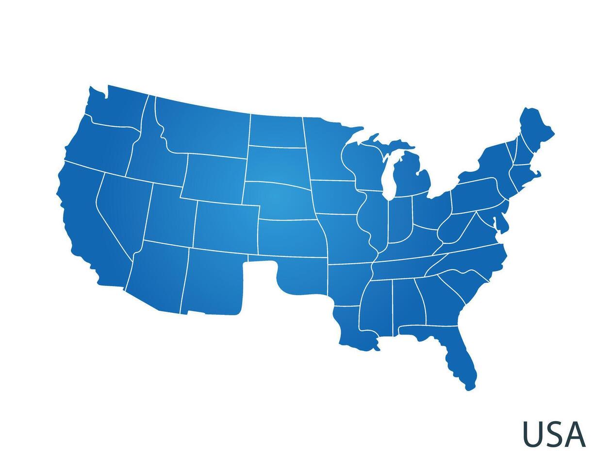 USA Map Silhouette With Blue Gradient vector
