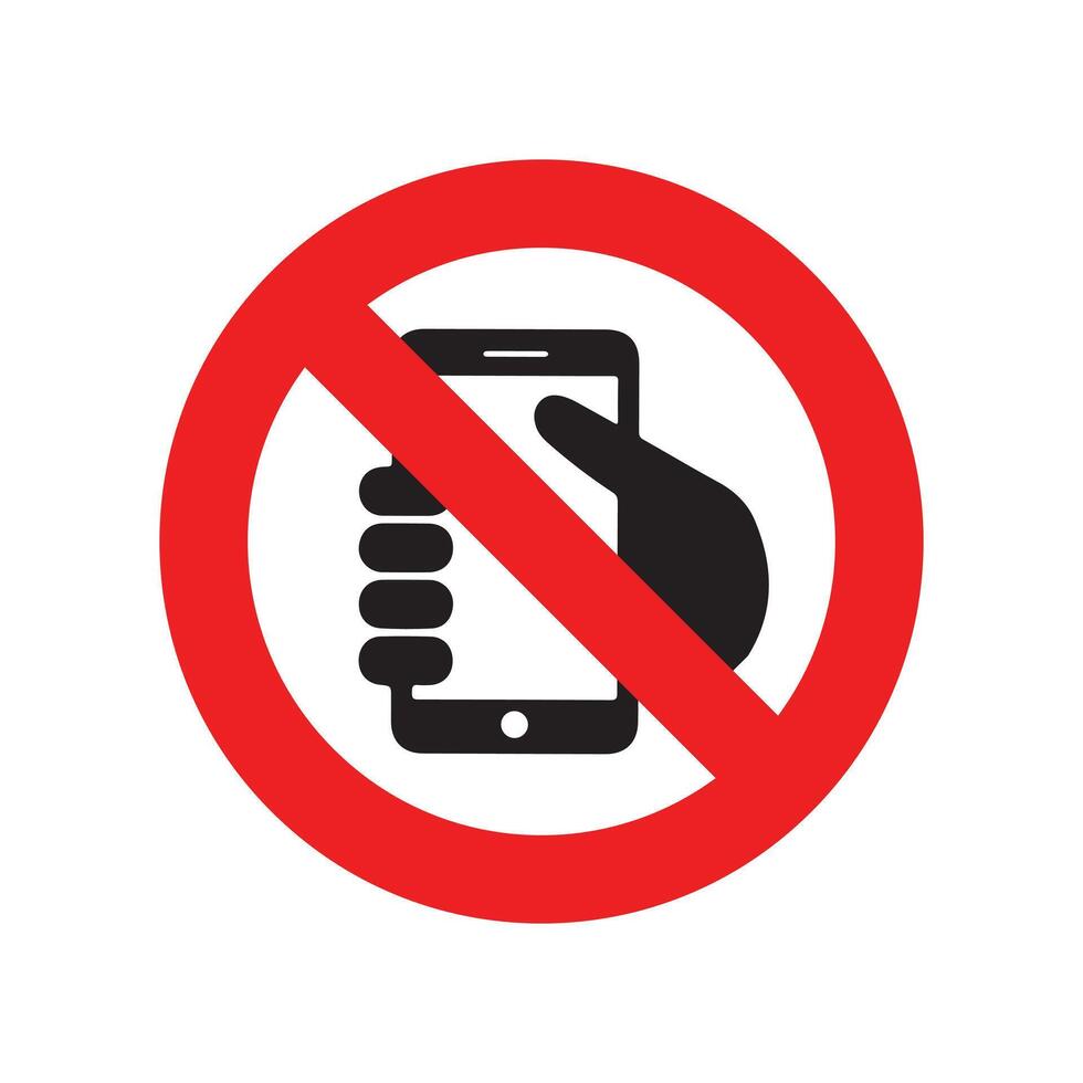 Icon simple prohibition of cell phone usage vector