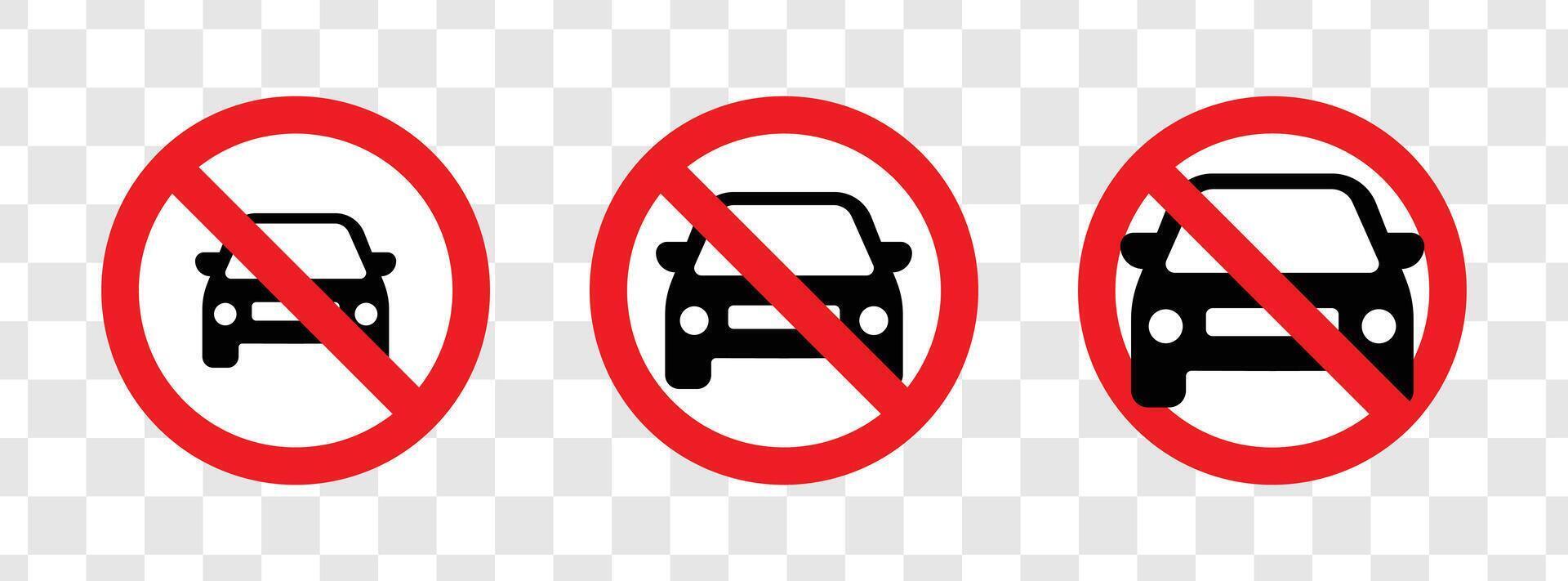 Set of icons indicating no car allowed vector