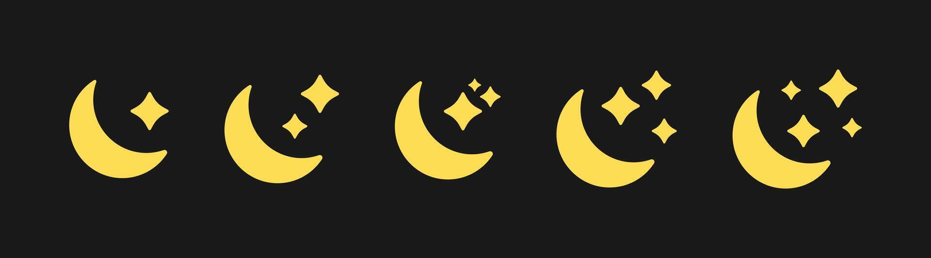 Yellow Moon Icon Set Flat Design vector